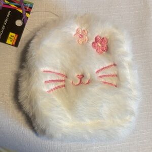 Source Unknown Fluffy White and Pink Kids Pouch